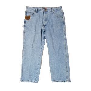 Wrangler Riggs jeans carpenter pants men's 42 x 30 blue denim workwear outdoor